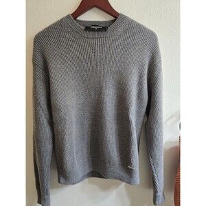 Dsquared2 100% Wool Crewneck Pullover Heavyweight Sweater in Gray, Size M